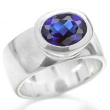 Zilveren Ring met Saffierblauwe Zirkonia