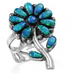 Zilveren Ring Opal Flower