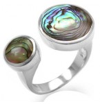 Open Zilveren Ring met Abalone