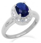 Zilveren Ring Engagement met Saffierblauwe Zirkonia