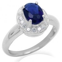 Zilveren Ring Engagement met Saffierblauwe Zirkonia