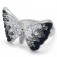 Zilveren Vlinder Ring met zwarte, grijze en witte kristallen