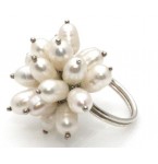 Zilveren Ring Cluster of Pearls