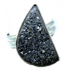 Zilveren Ring Black Drusy