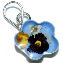 Zilveren Kettinghanger Opal Blue and Flowers