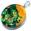 Zilveren Kettinghanger met italiaans dichroic gekleurd glas Groen en Oranje