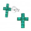 Zilveren oorbellen Emerald Crosses