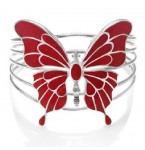 Zilveren Armband Rode Vlinder
