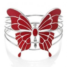 Zilveren Armband Rode Vlinder