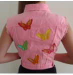 Spijkerjasje Hot Pink & Butterflies