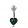 Zilveren Navelpiercing Green Heart