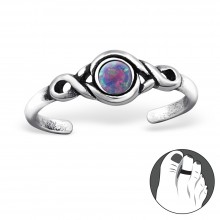 Zilveren Teenring Opal Multi-Coloured