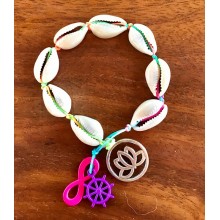 Armband Cowrie Shells and Neon Charms