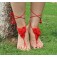 Barefoot Sandals Roses red