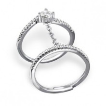 Double Silver Ring with CZ