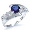 Zilveren ring Sapphire Blue and White CZ