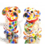 Murano Glasbedel Hond met Regenboogkleurtjes