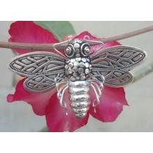 Zilveren Kettinghanger/Broche Honeybee
