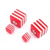 Double Dots Striped Red & White Squares