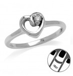 Zilveren Midi Ring Heart and CZ Stone