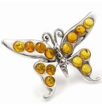 Zilveren Ring Amber Butterfly