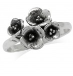 Zilveren Ring Flowers