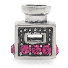 Zilveren Bedel Parfumfles met Roze Kristallen