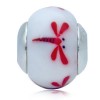 Murano Glasbedel Wit met Rode Libelle