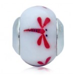 Murano Glasbedel Wit met Rode Libelle