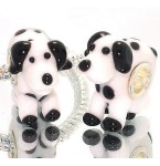 Murano Glasbedel Hond Zwart Wit