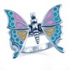 Zilveren Ring Pastel Vlinder met beweegbare vleugels