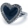 Zilveren Ring Marcasite and Onyx Heart