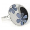 Zilveren Ring Blauwe Bloemen