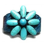 Lederen Armband Blue Flower